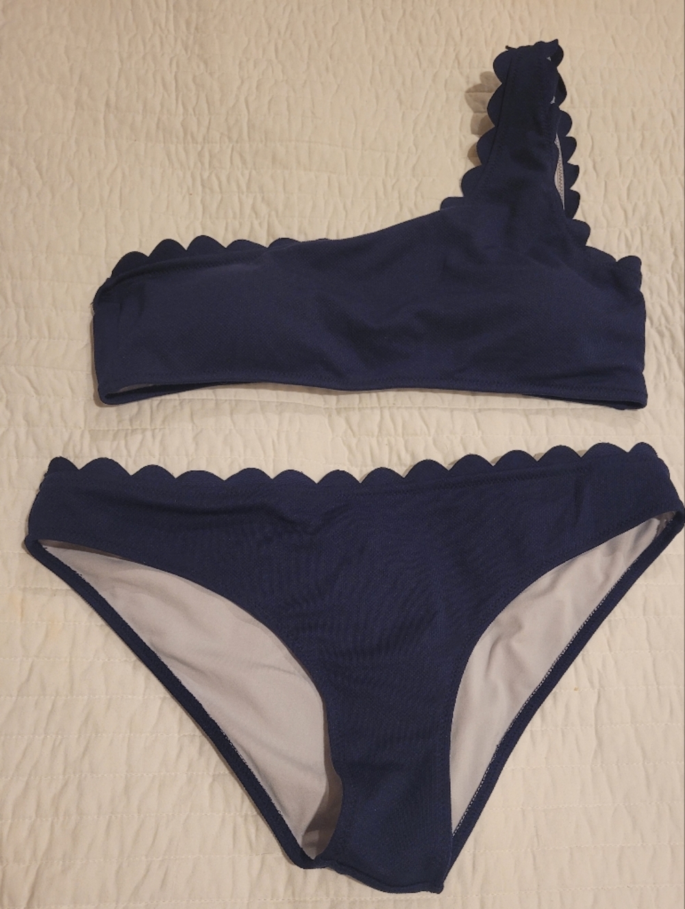Cupshe | Navy Scallop-Edge Bikini Set | XXL